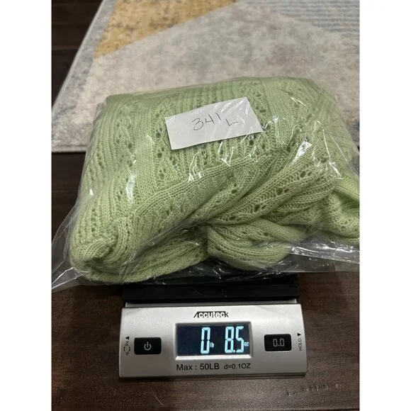 Laundry By Shelli Segal Cashmere Cardigan Wrap Sweater Green Sz Medium Tie Front - Picture 10 of 10